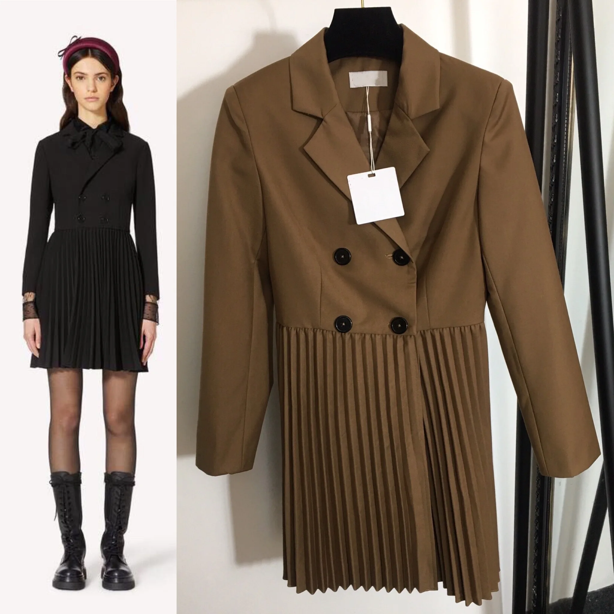 Новое поступление 2020 осенняя одежда женское черное платье с отложным воротником