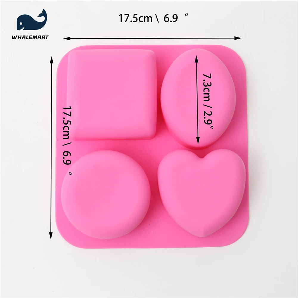 Силиконовые формы для мыла 4 отверстия овальные в форме сердца мыльной смолы