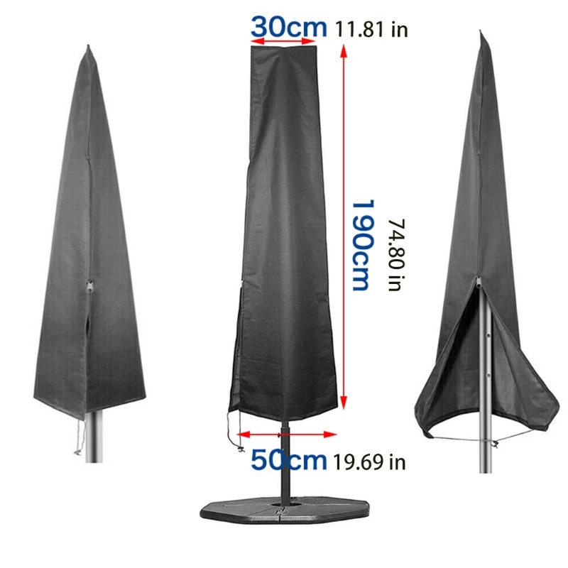

210D Oxford Cloth Parasol Dust Cover Waterproof Rainproof UV Protection Outdoor Patio Large Umbrella Protector Restaurant Shiel