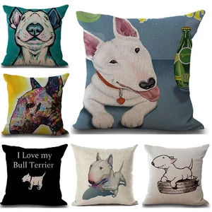 Чехол для подушки с принтом Бультерьера, 45x45 см
