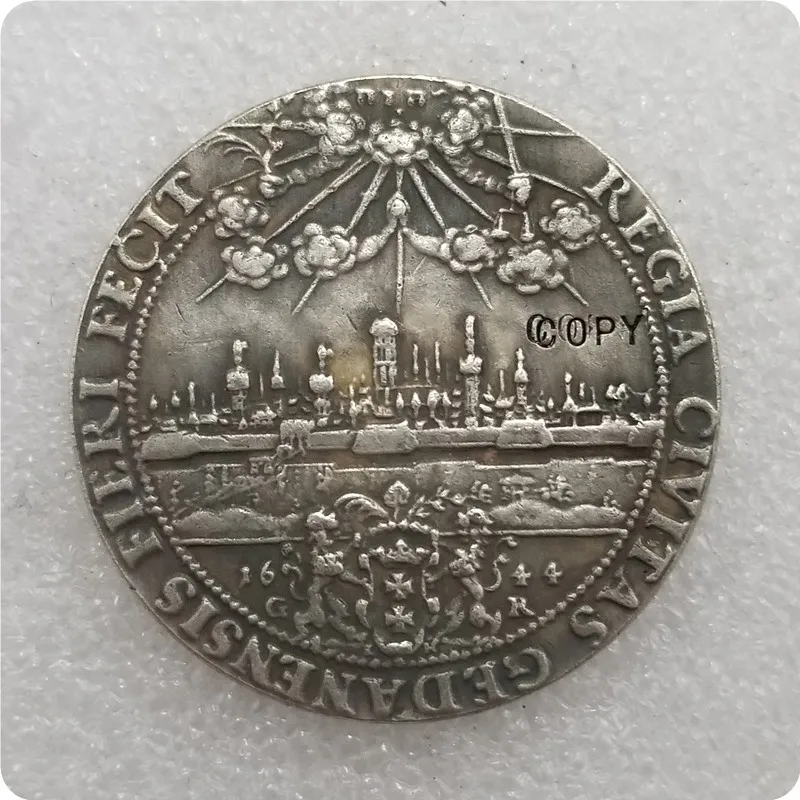 Памятные монеты Польши Thaler medalions 1644 Gedanensis VLADISLAV IV копия монет Реплика медаль