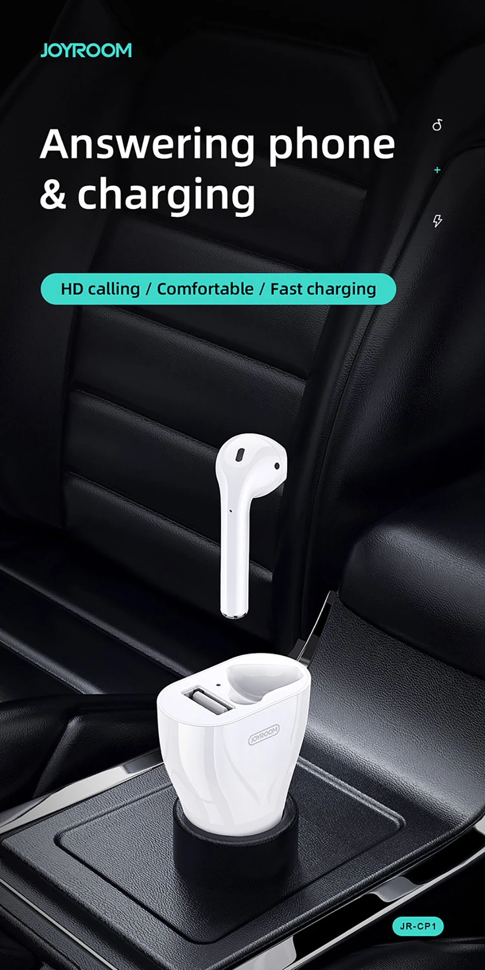 Joyroom JR-CP1, портативная маленькая Беспроводная стереогарнитура, в уши, usb, быстрое зарядное устройство для мобильного телефона, автомобильное зарядное устройство с Bluetooth, наушники