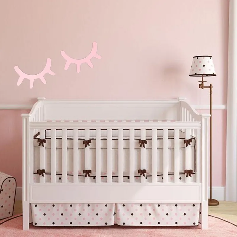 1 Pair Nordic Style Cute Wooden 3D Eyelash Wall Sticker Decor Children Kids Baby Room Background Home Decoration | Дом и сад