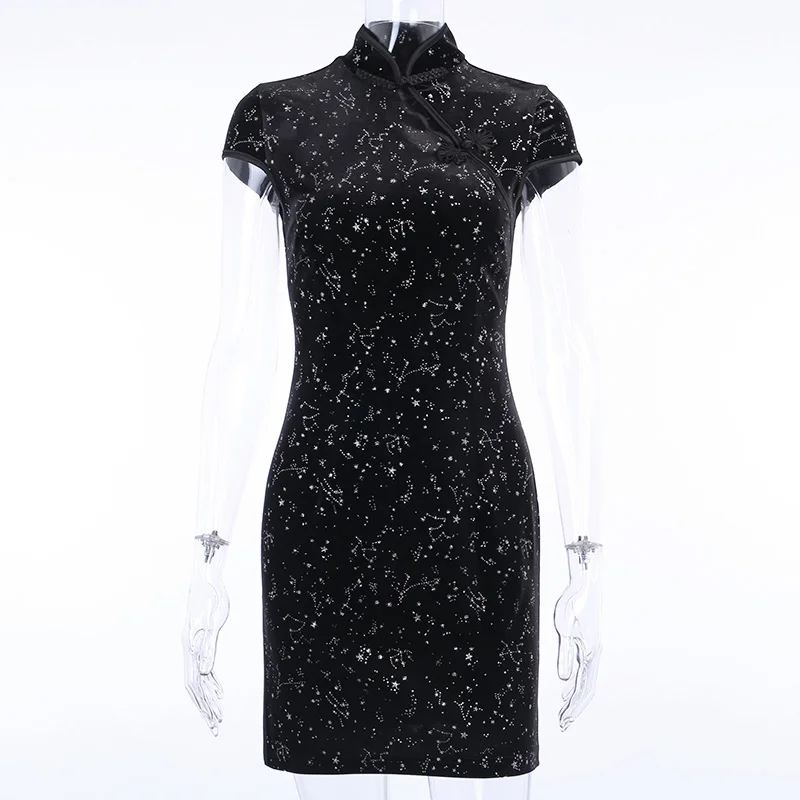 Женское винтажное мини-платье Gothblck облегающее платье с воротником-стойкой