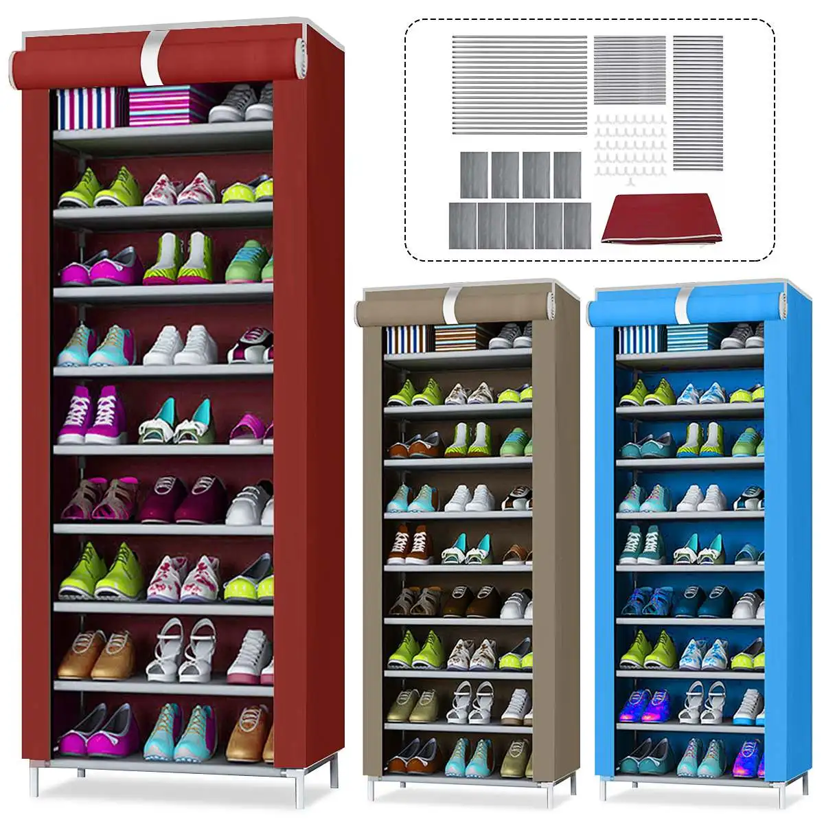 

10 Tiers Shoes Storage Cabinet Shoes Rack With Dustproof Cover Closet Shoes Racks Home Multi-Layer Composite Shoe Racks Organize