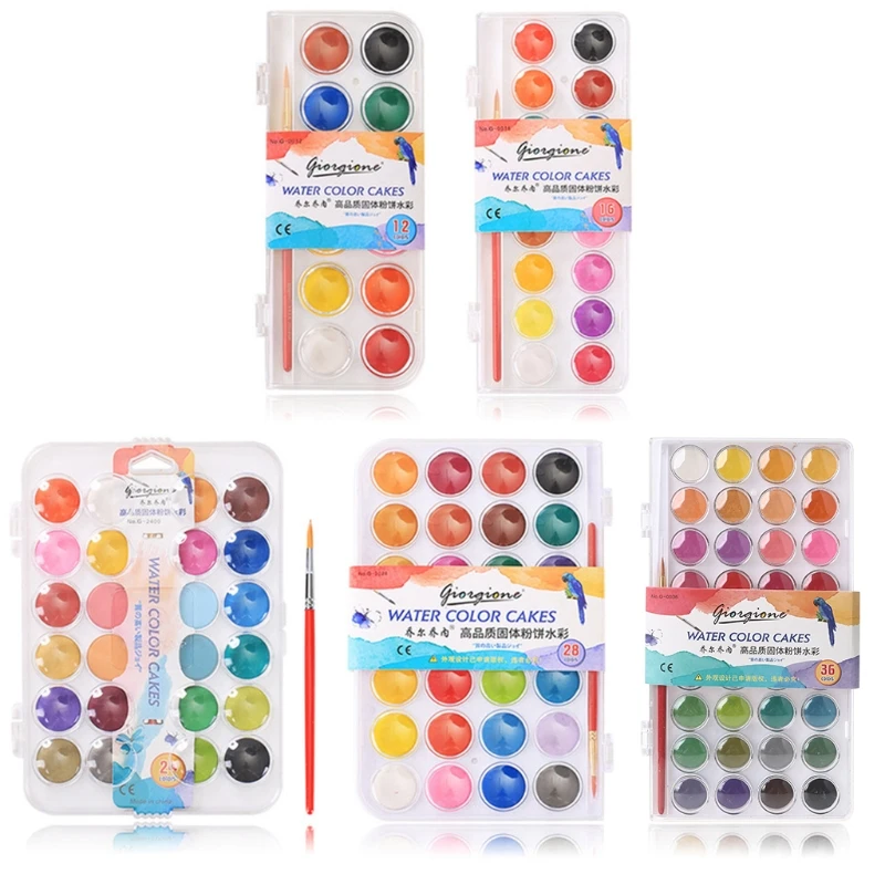 

QX2B 12 Color Fundamental Watercolor Pain Set with Paint Brush Watercolor Set for Beginners and Professionals