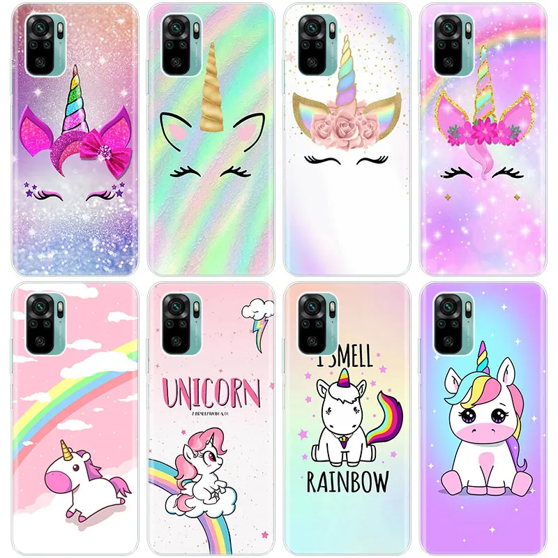 Радужный Единорог силиконовый чехол для телефона Xiaomi Redmi Note 10 9 Pro Max 10S 9S 8T 8 8A 9A 9C NFC