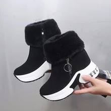 Zapatillas de deporte cálidas de piel de conejo para mujer, botas de nieve con plataforma, botines informales, invierno, 2020 (1)