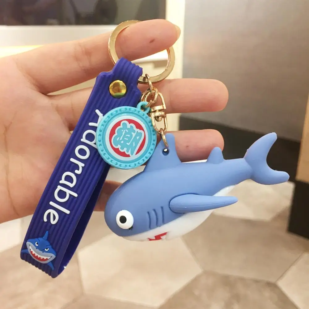 Милый мультяшный брелок для ключей с синей акулой креативный милый подарок