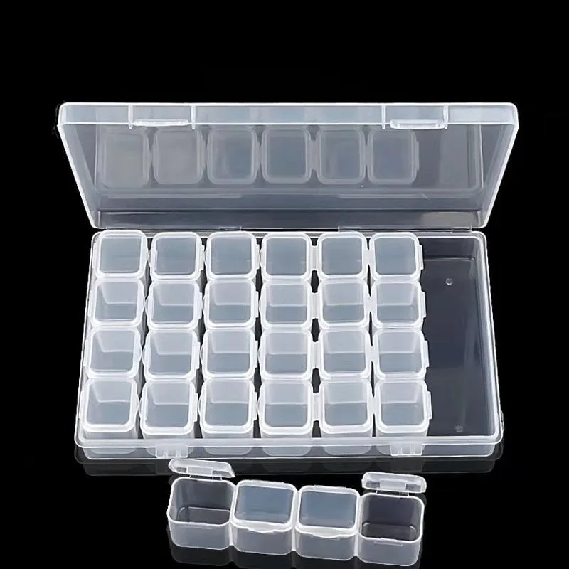 

2PCS 28/56 Grid Box Storage Box Manicure Accessories Box Manicure Tools Separate Mini Drill Box Manicure Storage Box Jewelry Box