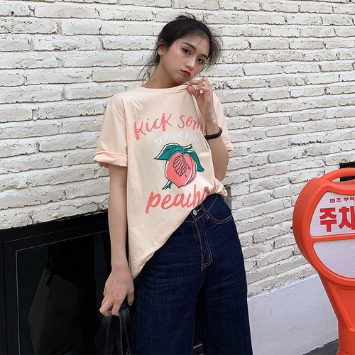 Женская футболка с коротким рукавом Повседневная Свободная универсальная