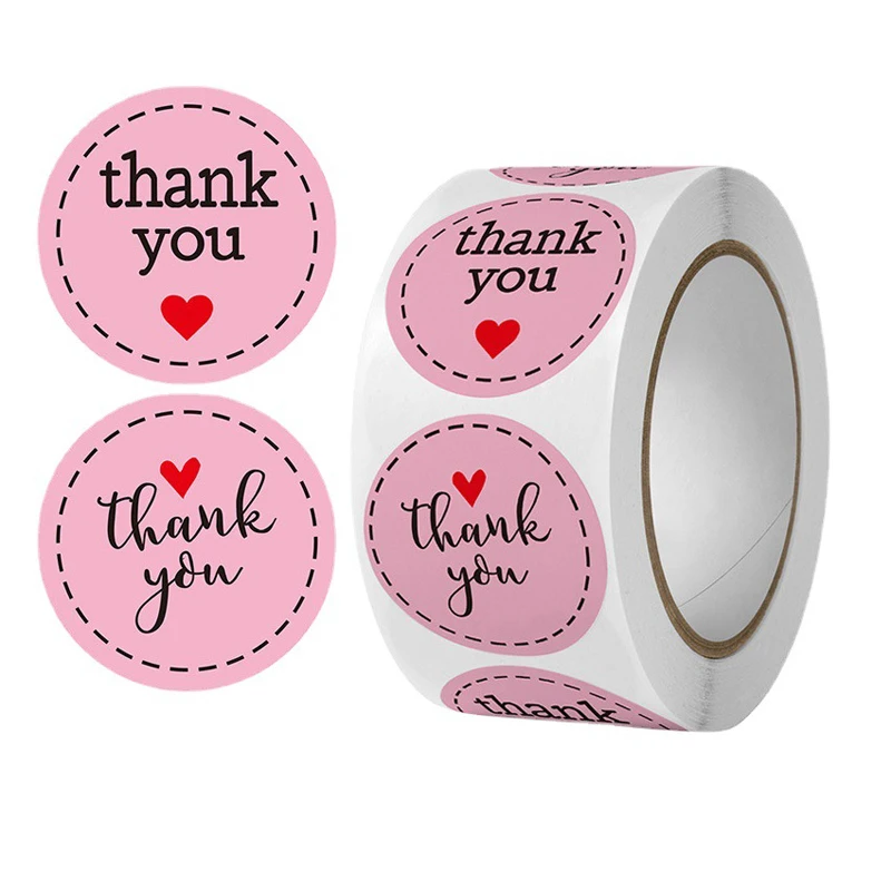500 шт./Рулон круглых наклеек "Спасибо" для упаковки подарков, печать этикеток для конвертов, упаковка декора для дня рождения.