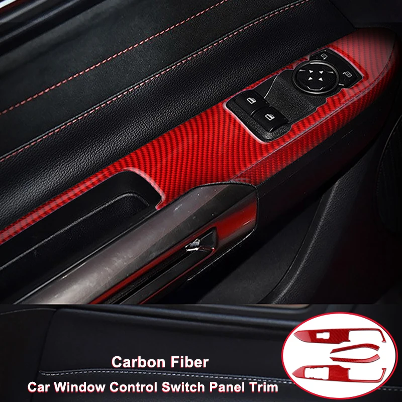 

Car Stickers Carbon Fiber Car Window Control Switch Panel Frame Cover for Ford Mustang 2015-2019 Auto Interior StylingDecoration