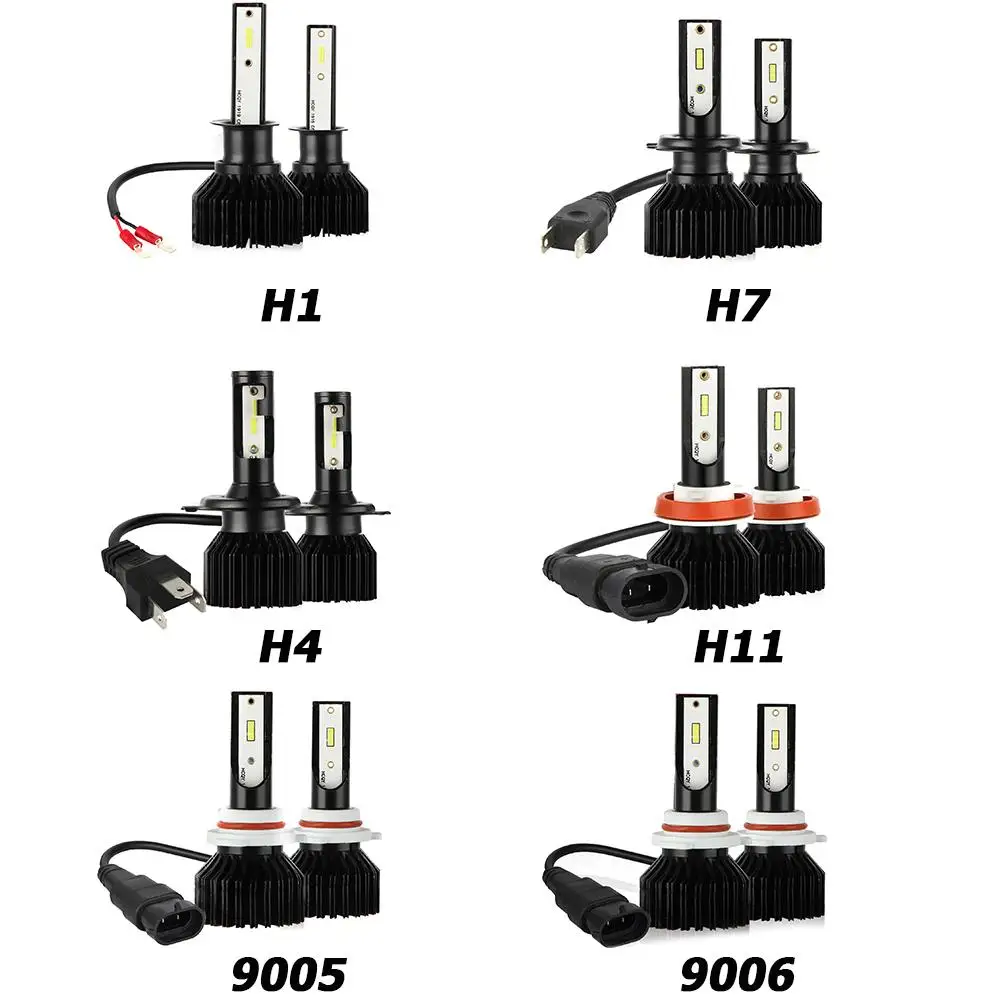 2x H1 H7 H4 H11 9005 9006 белый светодиодный мини автомобиль лампы накаливания 60 Вт 6000LM авто