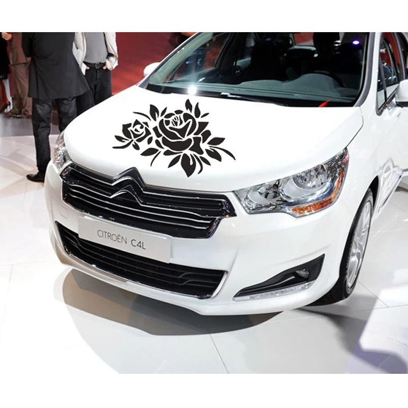 

Пара наклейки для автомобиля, с цветочным принтом «розы» капот двигателя наклейка на кузов автомобиля универсальный мотоцикл Декор Автомо...