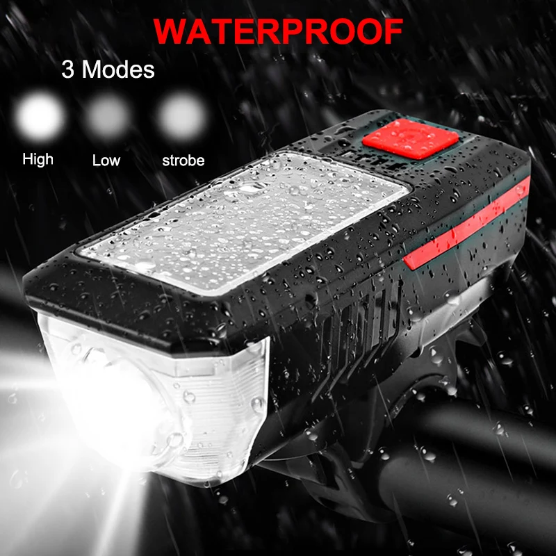 Фонарь передний велосипедный с клаксоном зарядка через USB | Спорт и развлечения