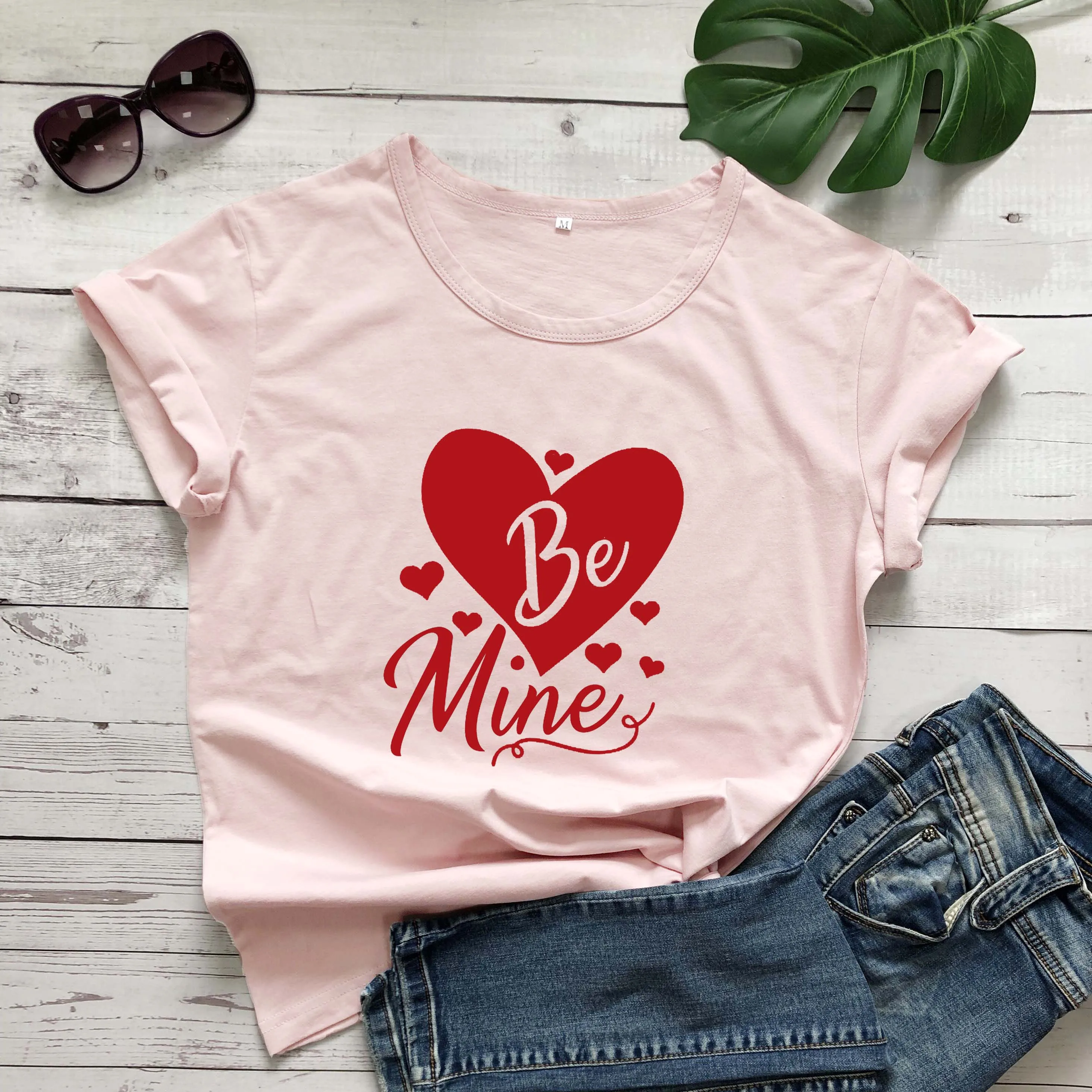 Женская хлопковая Футболка с рисунком в виде большого сердца Be mine | одежда
