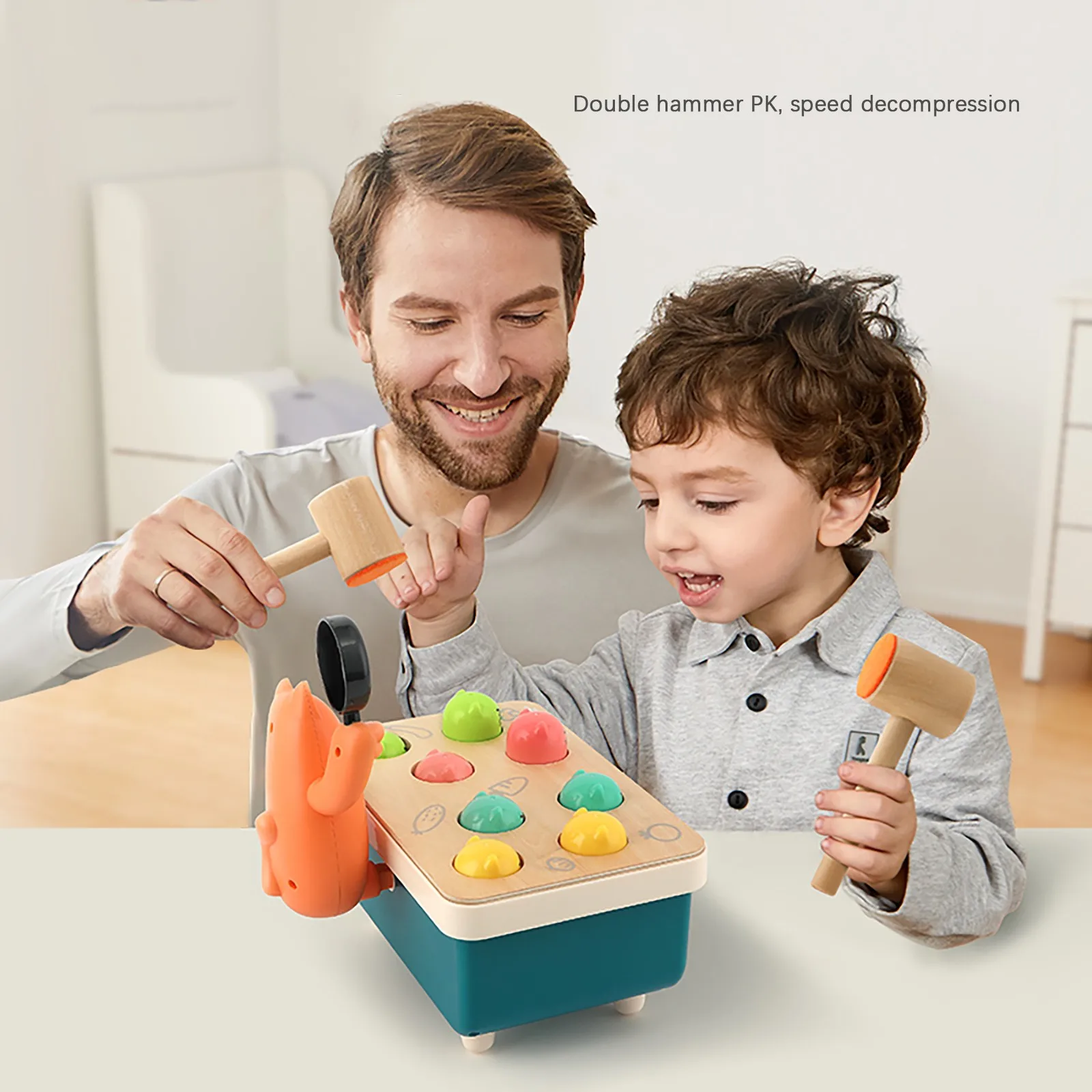 

Funny Wooden Hammer Toy Preschool Education Montessori Pounding Toy Whack A Gopher Toys Game for Children Christmas Gifts