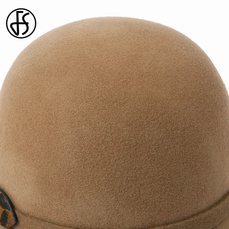 Женская винтажная шерстяная шляпка-Колокол FS Повседневная Шляпка из фетра с