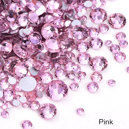Pink 1000 шт блестящие стразы, стеклянные стразы без горячей фиксации, стразы с плоским основанием, стразы без горячей фиксации, украшения для ногтей Y2802 - Цвет: Pink