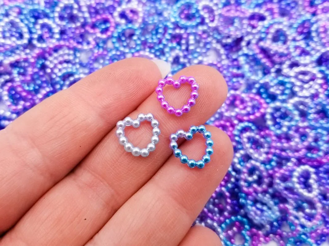 

[100pcs/lot] 11mm heart pearl Hollow Heart Shape Imitation Half Round Pearls Flatback Beads, For Nail Art100Pcs (00 mixed color)