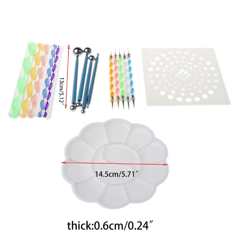 

20pcs/set Mandala Dotting Pen Tools Set for Nail Art Painting Craft Stencil Tray