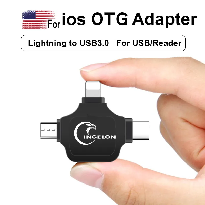 Переходник OTG 3 в 1 для освещения на USB 0 адаптер Мобильный телефон 7 8 6 6s Plus 11 Pro Max XS XR