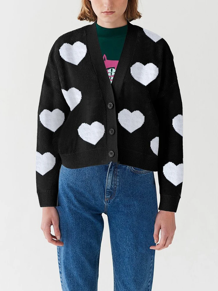 

HWLZLTZHT 2020 Autumn Women knitted Sweater Print Cardigan Lady Long Sleeve Sweater Female Single-breasted Outwear Soft Coat Top