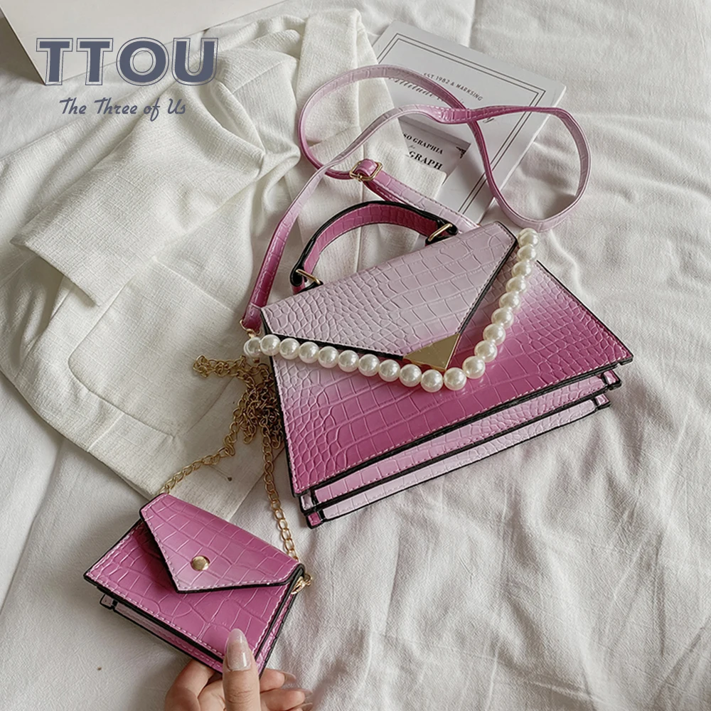 

Gradient Color PU Leather Ladies Shoulder Retro Bags Crocodile Pattern Female Fashion Crossbody Bags Travel Women's Handbags