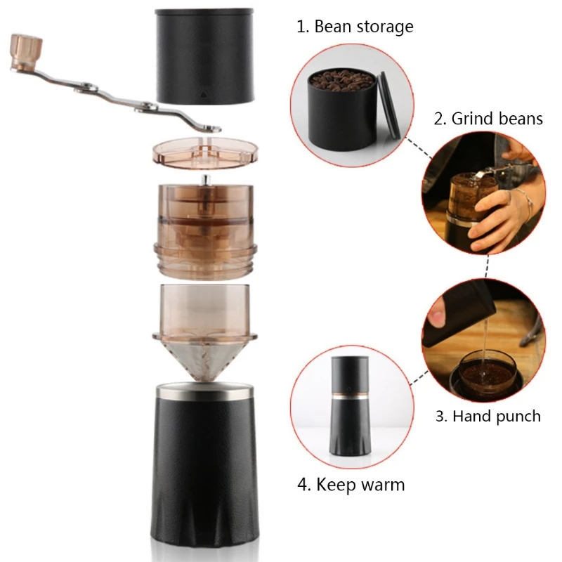 

Coffee Grinding Cup Hand Grinder Travel Grinding Bean Cup All-in-one Portable Hand-punching Multi-function Coffee Machine