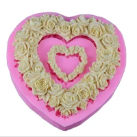 eco friendly large size heart rose flower silicone mold fondant wedding decorating valentines gift chocolate cake molds h025
