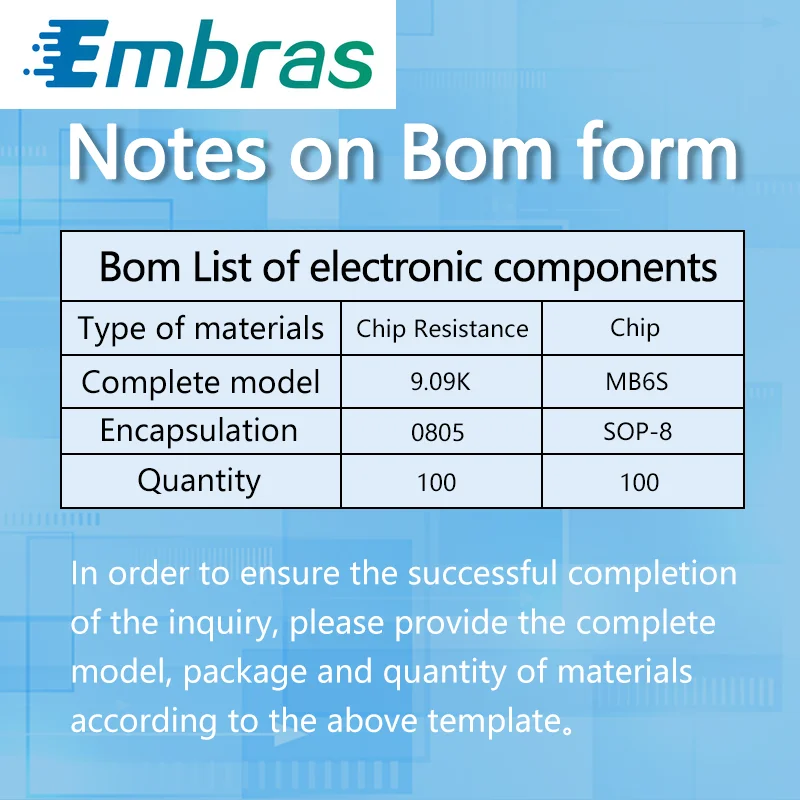 Список BOM для электронных компонентов конденсаторный резистор индукторный