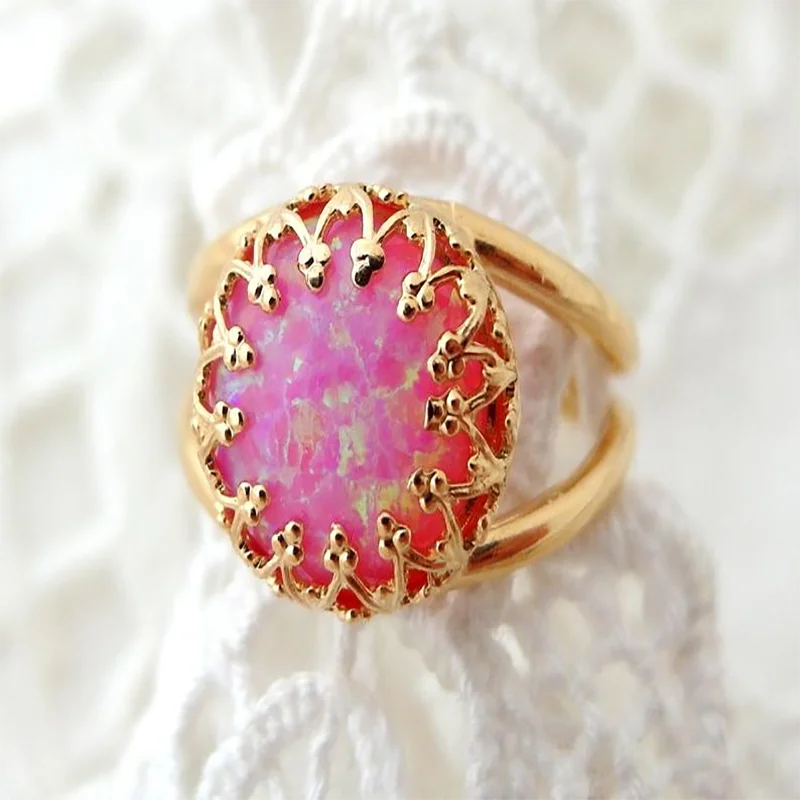 

Classic Ladies 3 Colors Opal Gold Color Female Zinc Alloy Ring for Women Party Jewelry Accessories