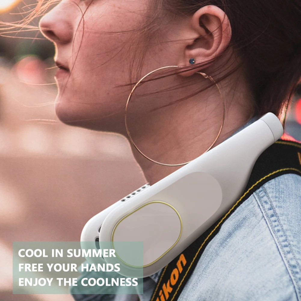 Мини вентилятор для шеи портативный безлопастной USB перезаряжаемый бесшумный