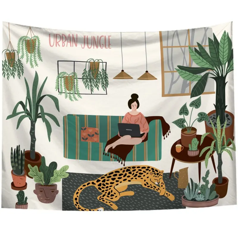 

Cartoon Blankets Mandala Tapestry Wall Hanging Landscape Flower Tapestries Home Bedroom Hanging Decoration Beach Rugs