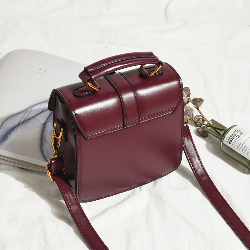 Винтажная квадратная сумка через плечо Сумка с гладкой поверхностью маленькие