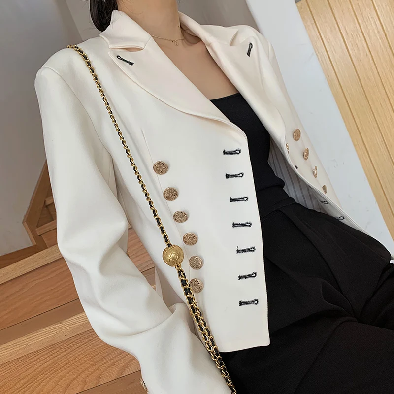 

Блейзер Женский весенне-осенний двубортный, с длинным рукавом и английским воротником