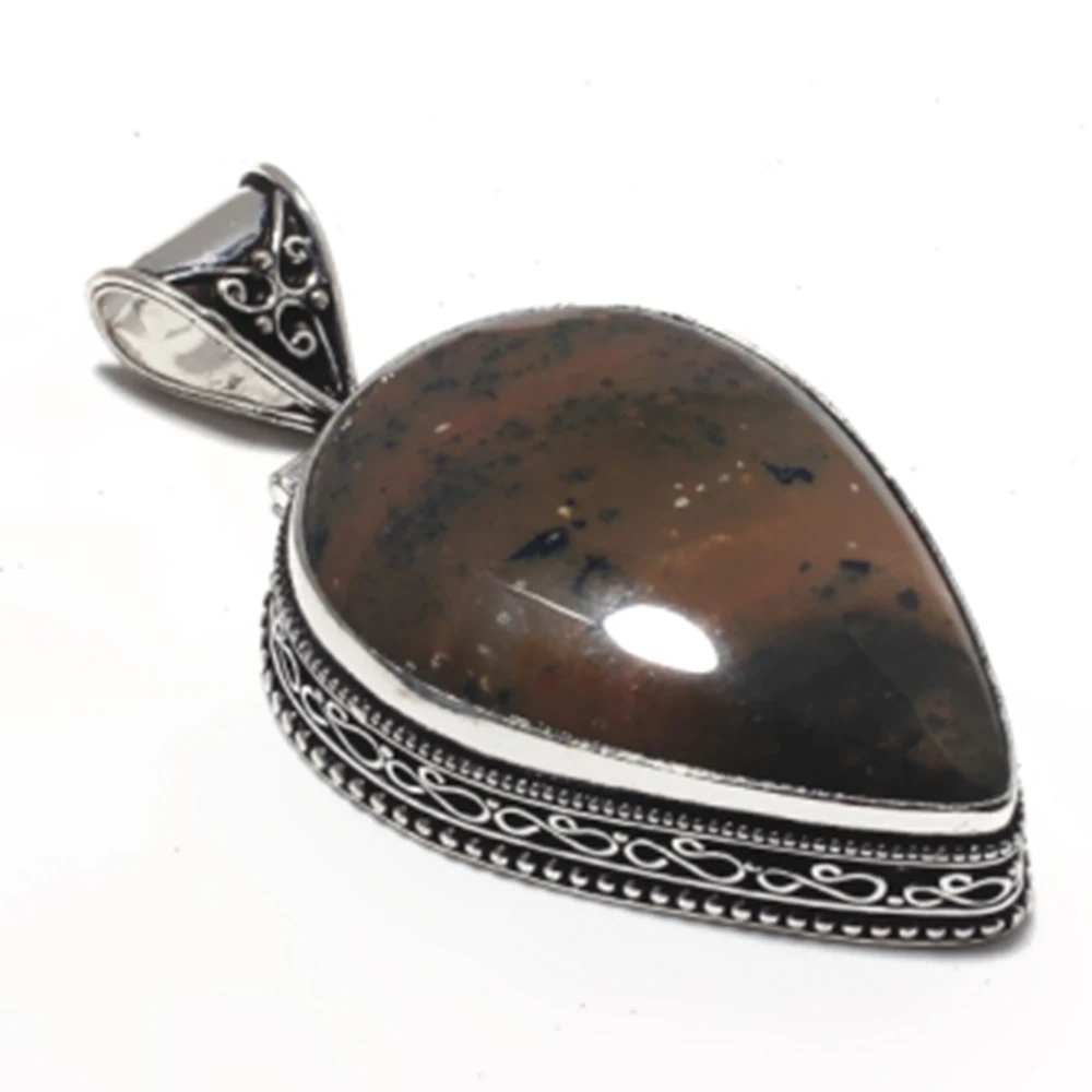 Подлинный медовый дендритовый опал Серебряный кулон с покрытием из меди ручная