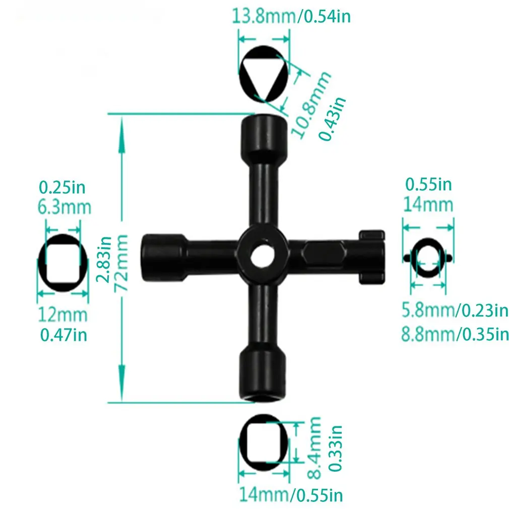 

Multifunction 4 Ways Universal Triangle Wrench Cross Key Plumber For Gas Electric Meter Cabinets Bleed Radiators