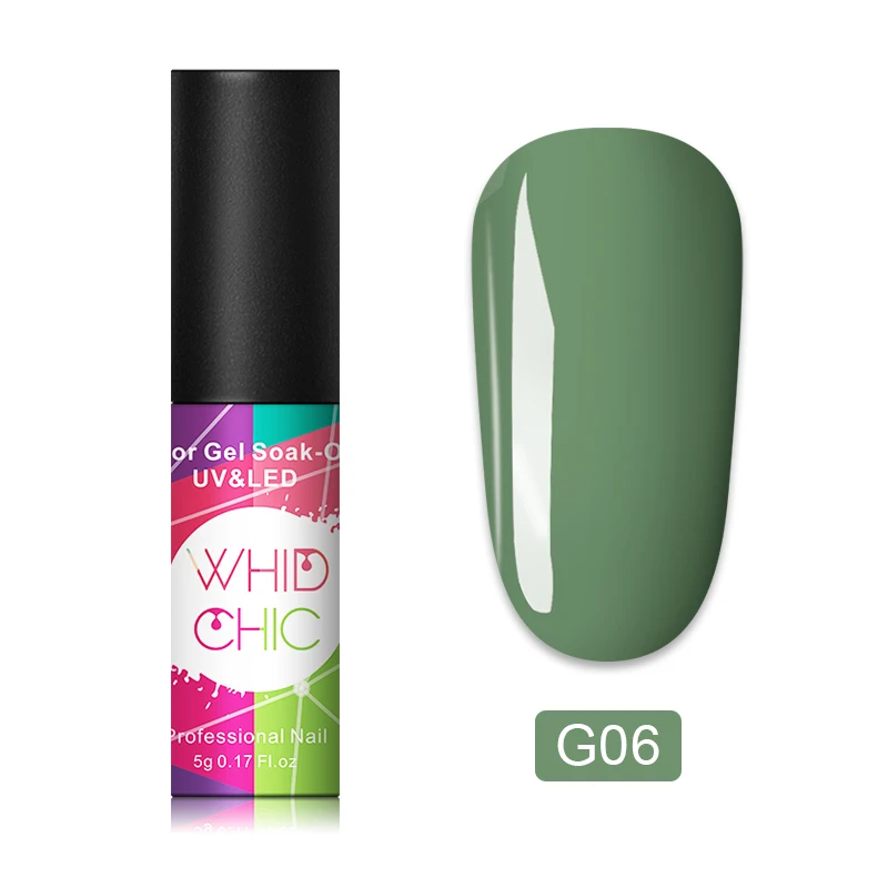 G06 WHID CHIC 1 бутылка 5 мл Блестящий цветной Гель-лак для ногтей Блестящие Блестки долговечный впитывающий УФ-гель для ногтей для самостоятельного дизайна ногтей - Цвет: G06