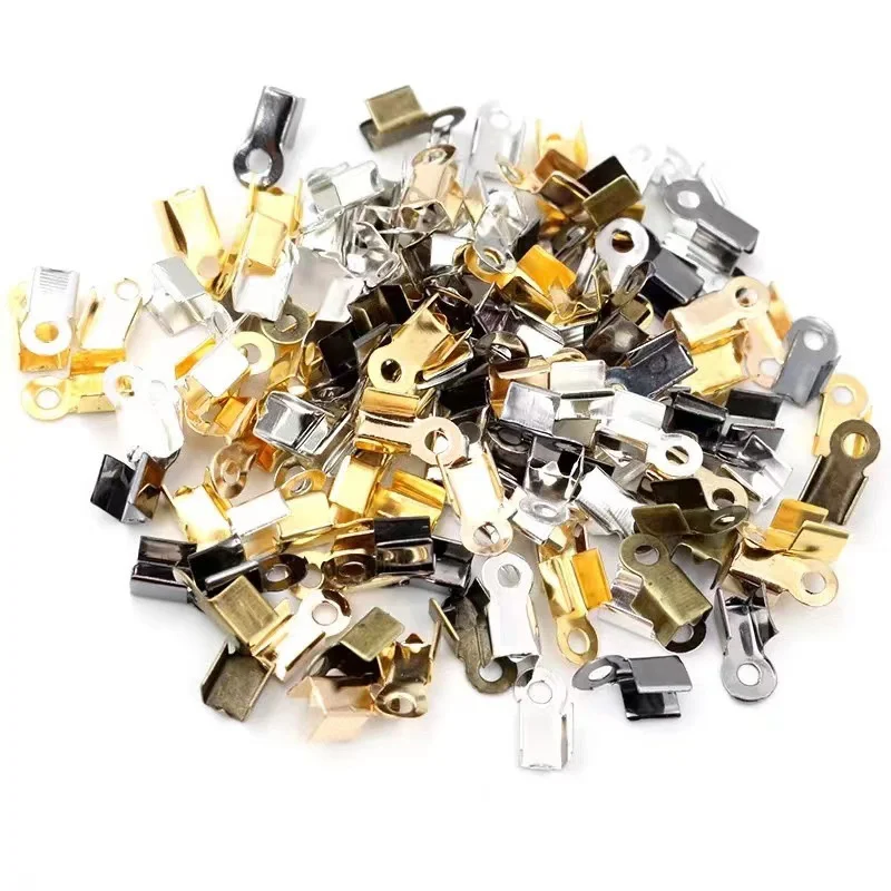 

Зажимы для шнура 200 шт./лот, зажимы для кожаного шнура, зажимы для провода, обжимные соединители для бусин, товары для изготовления браслетов ...