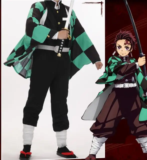 Demon Slayer: Kimetsu no Yaiba mens Kamado Tanjirou cosplay cape costumes full sets Agatsuma Zenitsu orange cape suits costumes