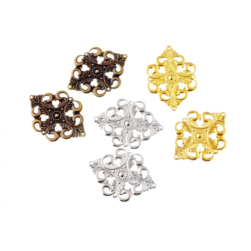 

Free Shipping 20Pcs DIY Perforated Filigree Wraps Connectors Hair Jewelry Accessories Ancient Fashion Decorative 42x30mm