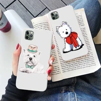 westie dog cite cartoon phone case candy color for iphone 6 6s 7 8 11 12 xs x se 2020 xr mini pro plus max mobile bags funda