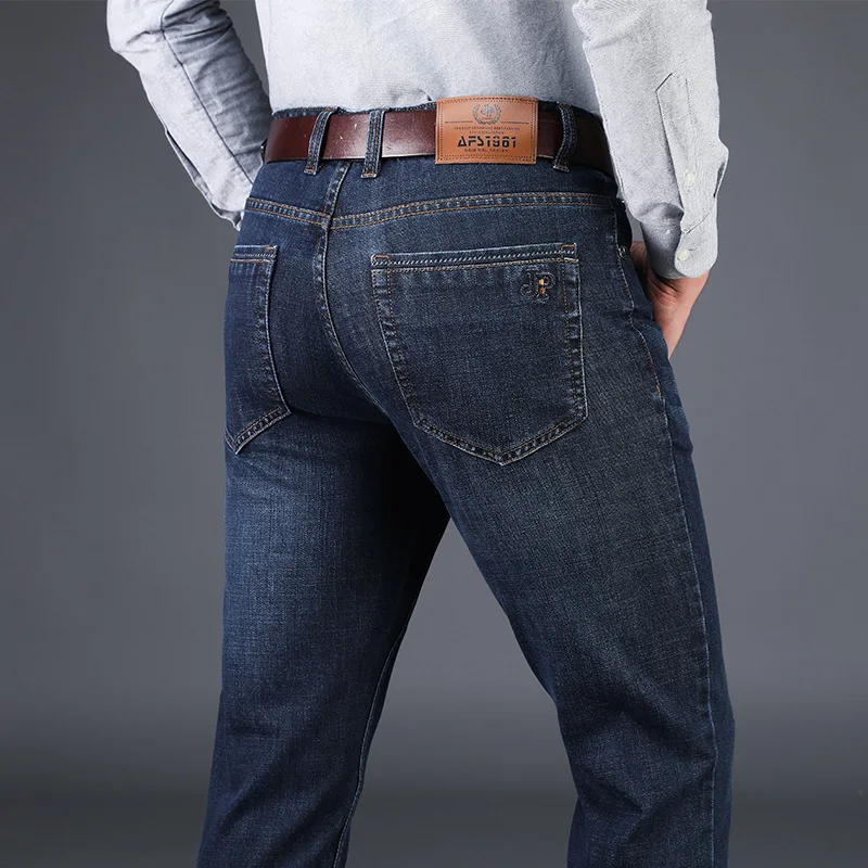 Брендовые мужские джинсы прямые Эластичные штаны деловые casual для Для мужчин