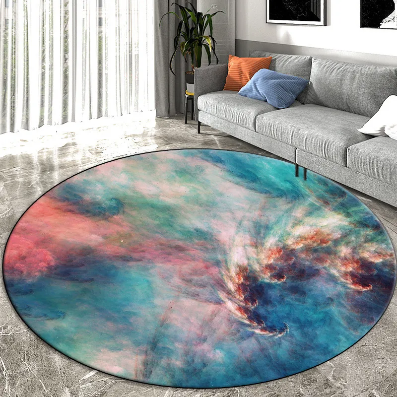 

Abstract Colorful 3D Round Rugs For Bedroom Modern Coffee Table Round Mat Living Room Girl Room Decoration Floor Mat Tatami