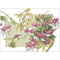 bellflower and hummingbird counted cross stitch 11ct 14ct 18ct diy cross stitch kits embroidery needlework sets home decor