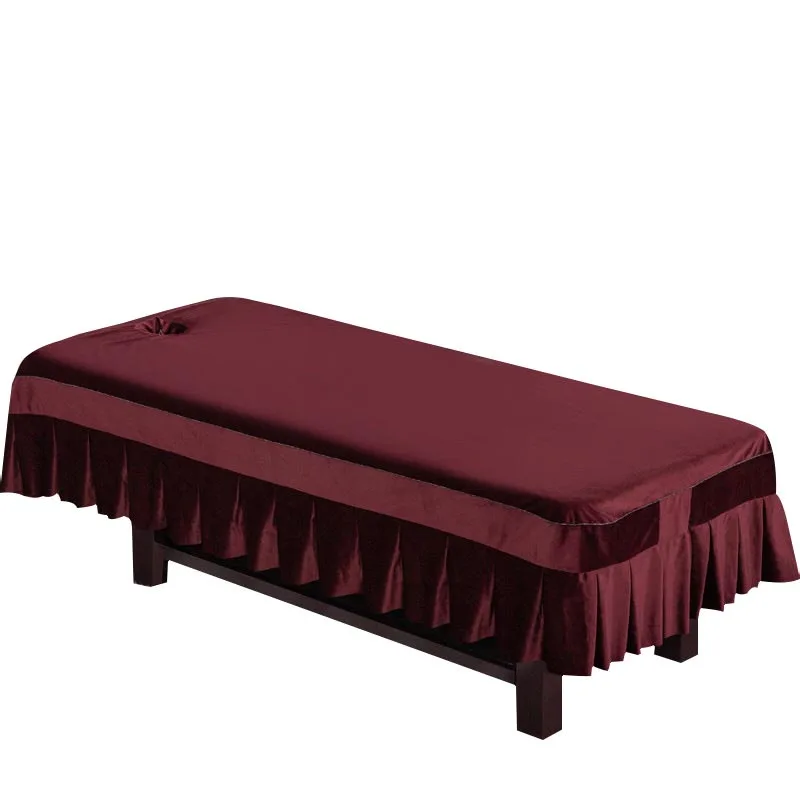 

Luxury Thicken Dutch Velvet Beauty Salon Bed Sheets Salon SPA Massage Treatment Bed Skirt Full Cover with Hole Sabnanas
