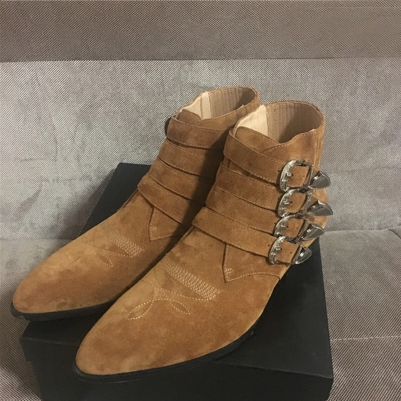 Модельные мужские ботинки с пряжкой ботильоны ручной работы из коровьей кожи