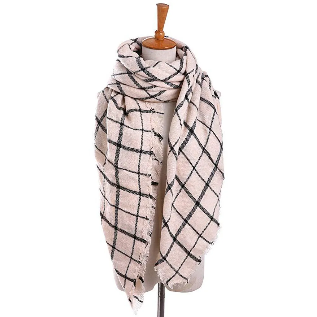SAGACE женский осенне-зимний шарф с кисточками в клетку теплый шаль шарфы теплые